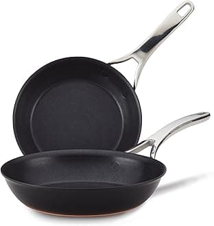 AnolonNouvelle Copper Nonstick Frying/Fry Pan Set/Hard Anodized Skillet Set - 8.5 Inch and 10 Inch, Black Onyx