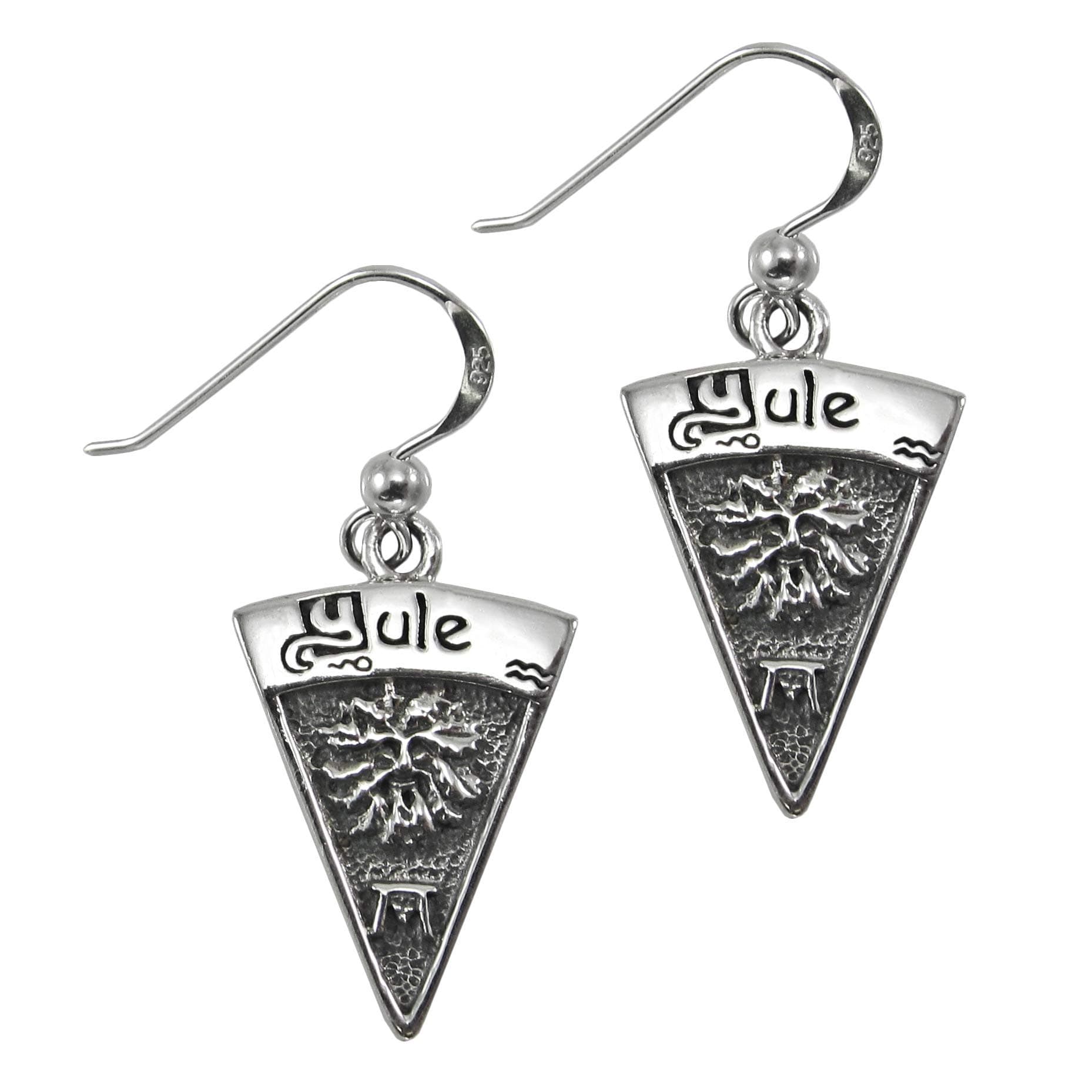Sterling Silver Yule Wiccan Holiday Sabbat Dangle Earrings