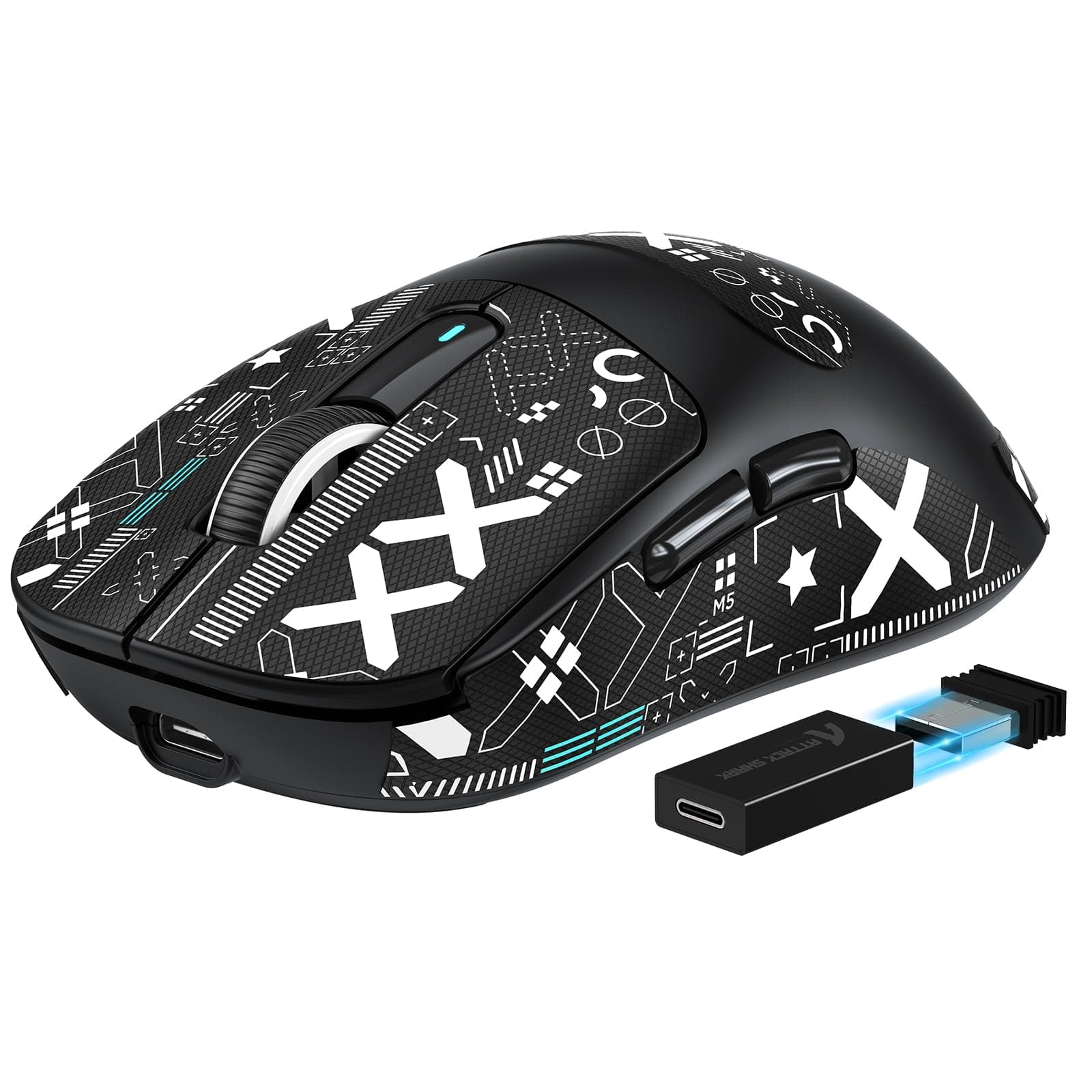X3PRO 4K/8K Lightweight Wireless Gaming Mouse with Tri-Mode(Wired/2.4GHz/BT),PAW3395 Optical Sensor,26K DPI,Kailh GM8.0 Switch,Long Battery,7 Buttons for PC/Laptop/Win/Mac(Black+Sticker)