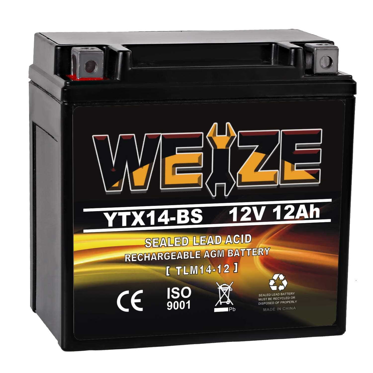 Weize YTX14 BS ATV Sealed High Performance Battery Compatible with Honda Suzuki Kawasaki Yamaha Scooter Snowmobile