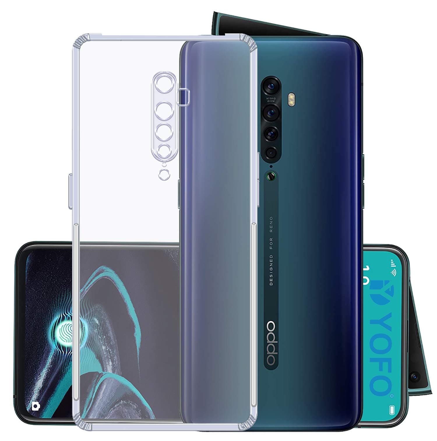 Rubber Shockproof Soft Transparent Back Cover for Oppo Reno 2 - (Transparent) Full Protection Case
