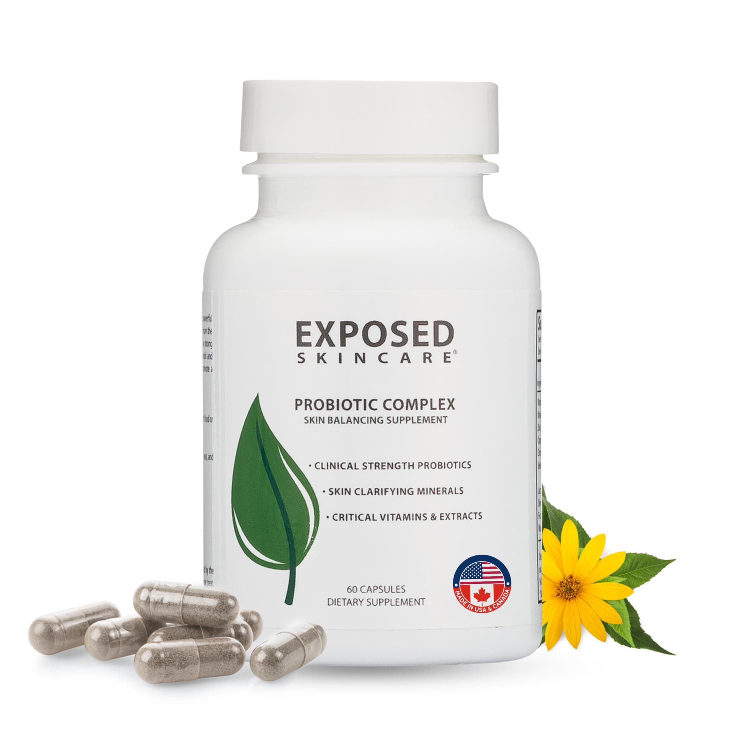 Probiotic Supplement Complex with 1 Billion CFU – Daily Probiotic for Skin, Gut and Immune Health Support – Digestive Wellness Formula for Men and Women – Non-GMO, 60 Capsules