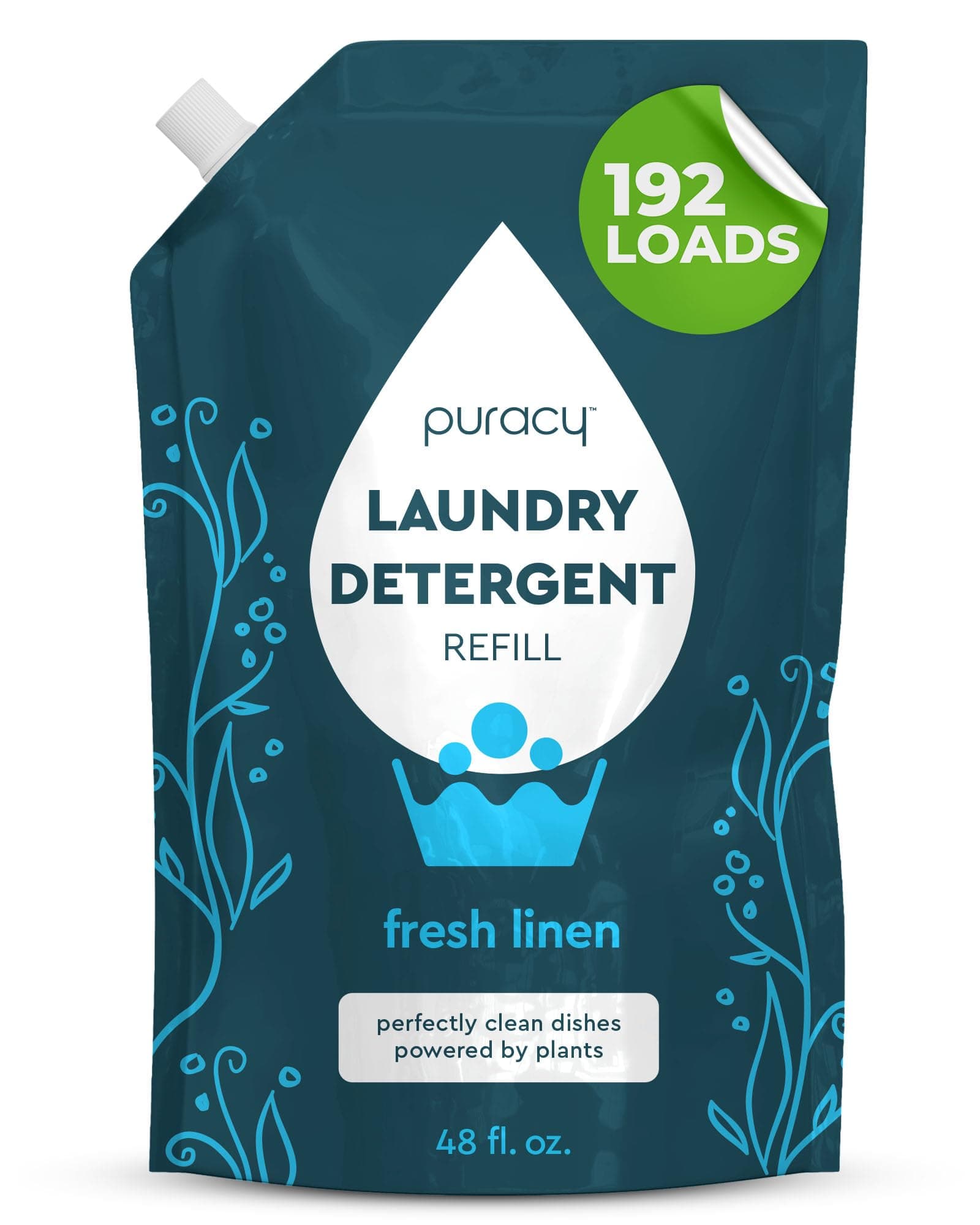 Laundry Detergent Refill - Enzyme-Powered Liquid Laundry Detergent Concentrate, Natural Laundry Detergent Seen on TikTok, Non-Toxic (Fresh Linen, 48 fl oz, 192 Loads)