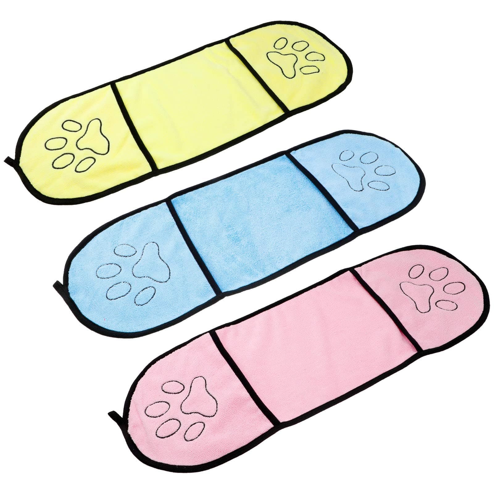 3 Pieces Microfiber Dog Bath Towel, Super Absorbent Pet Bath Towel Quick Drying with Hand Pockets, Fit for Medium, Small Dog and Puppy(Pink,Blue,Yellow)