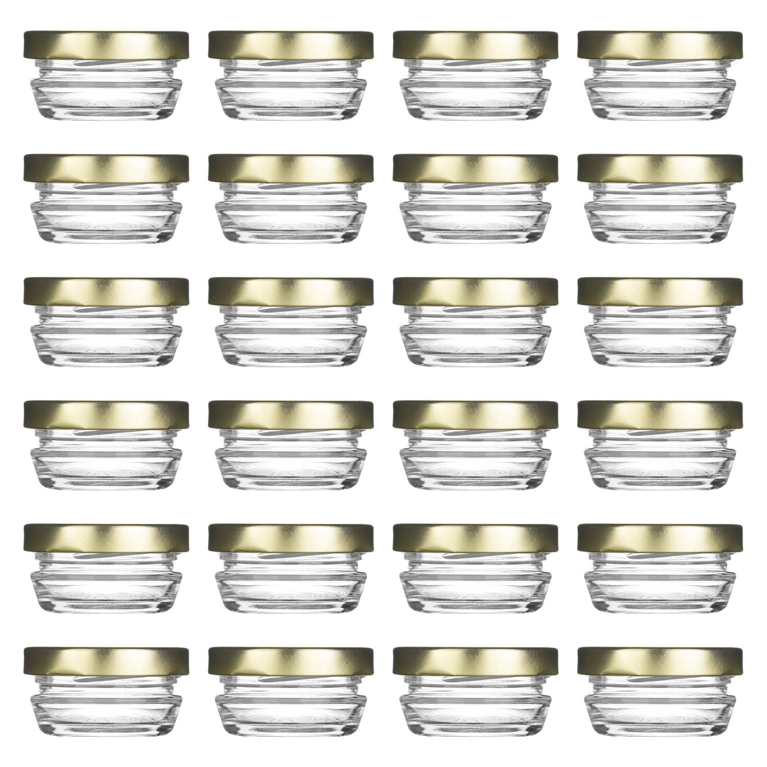Caviar Line Small Mini Glass Jars With Tin Lids - 24 pcs x 1 oz / 28 g – All Purpose Empty Storage Jars