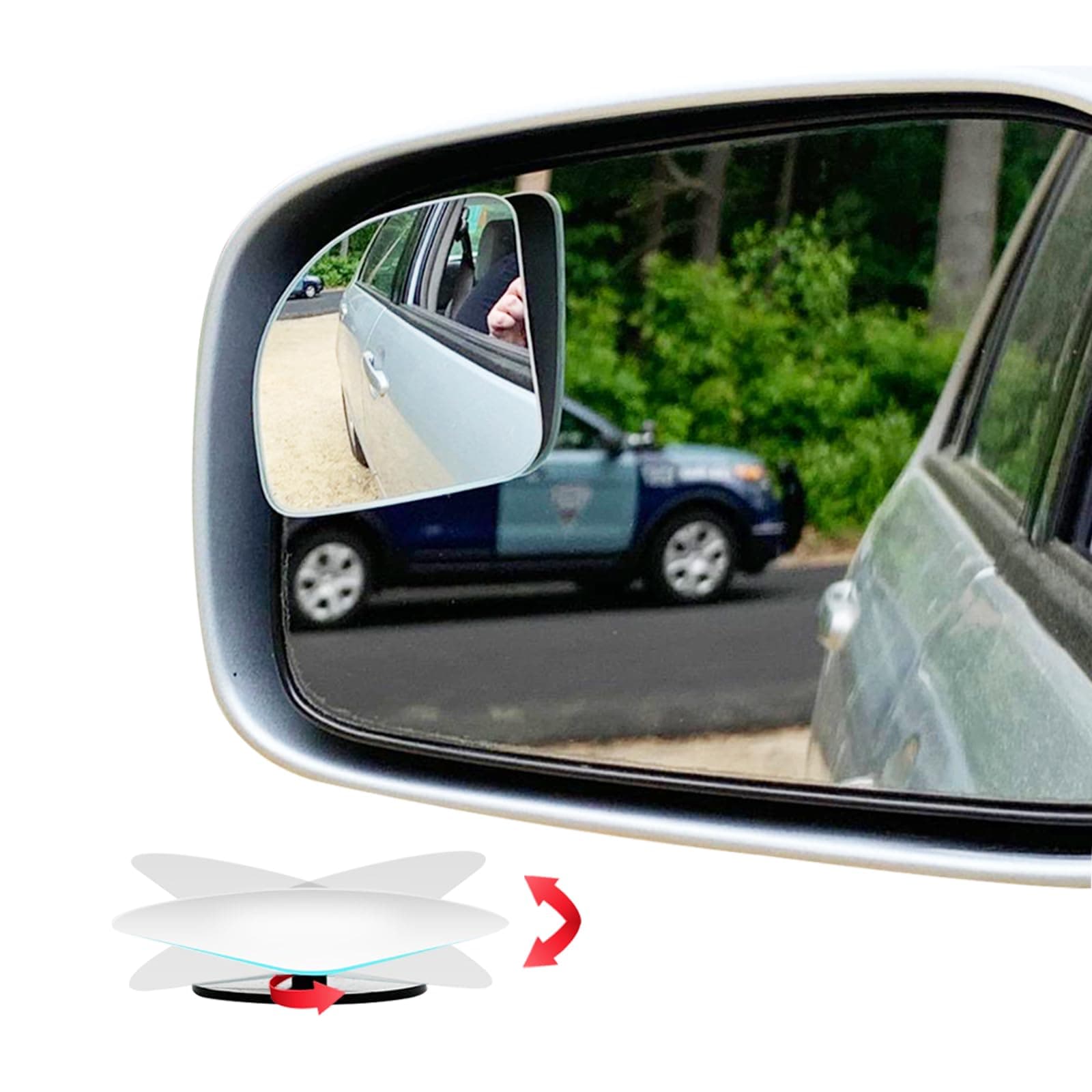 Ampper Fan Shaped Blind Spot Mirror, HD Glass Frameless Stick on Adjustabe Few Convex Wide Angle Rear View Blind Spot Car Mirror for Car Blind Spot, Pack of 2