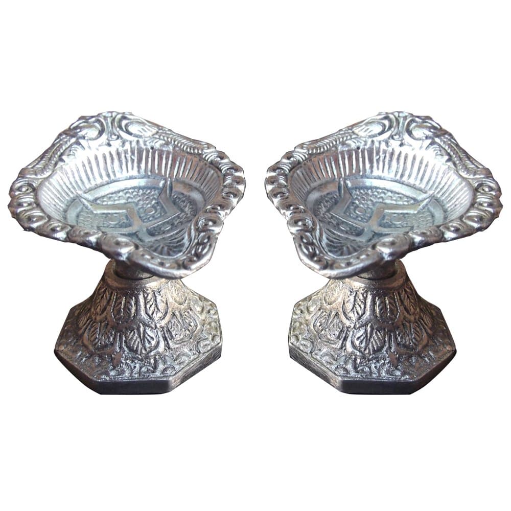 DEEPAK DEEPAM DIYA PUJA RELIGIOUS HANDICRAFT OIL LAMP SET (Pair-2 Nos)
