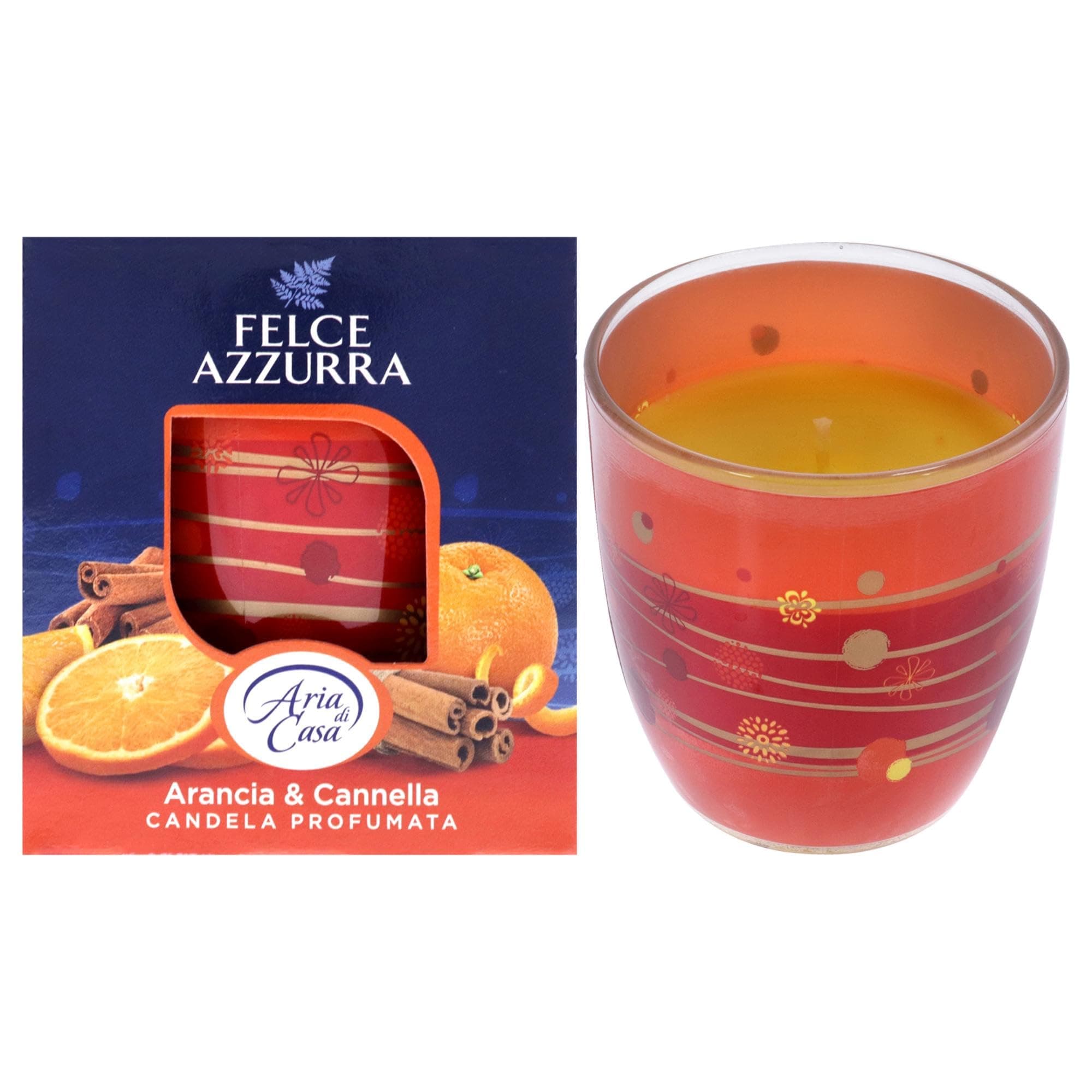 Felce AzzurraScented Candle - Light, Delicate and Persistent Aroma - Top Notes of Sweet Citrus - Guarantees 30 Hours of Intense Fragrance - For Home Decoration - Orange and Cinnamon - 4.2 oz