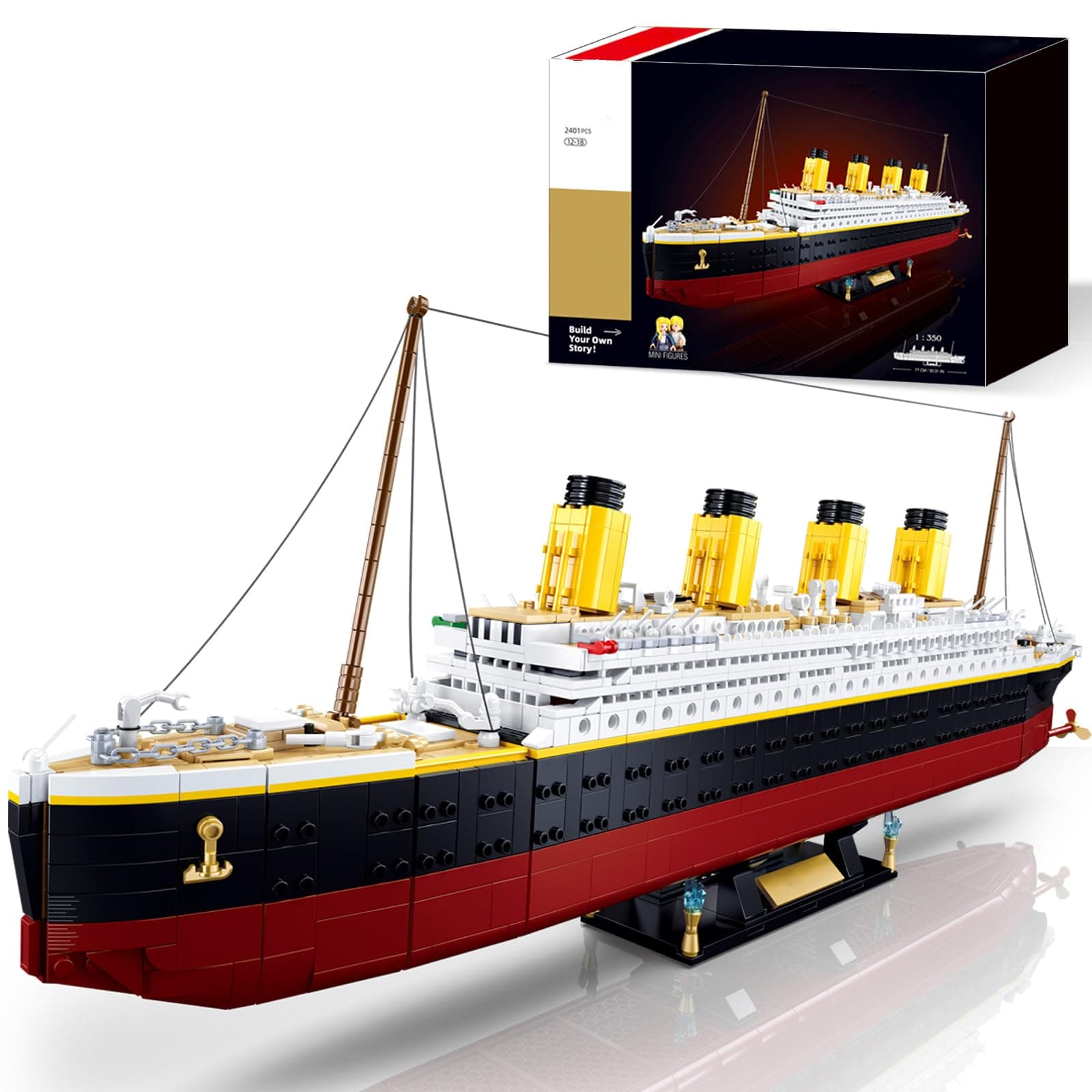 Model Set, Ship Brick Set, Gift for Adults and Kids 6+, with 2 Major Minifigures, Compatible with Lego Sets, STEM Big Shape Brick Set, Ideal for Fans' Collection, 2401 PCS