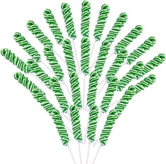 Twisty Lollipop,St. Patrick's Shamrock Twist Lollipops Individually Wrapped Bulk,Green Lollipops Candy for Birthday,Party Bag Fillers,12g Tropical Fruit Flavor 30 Pack