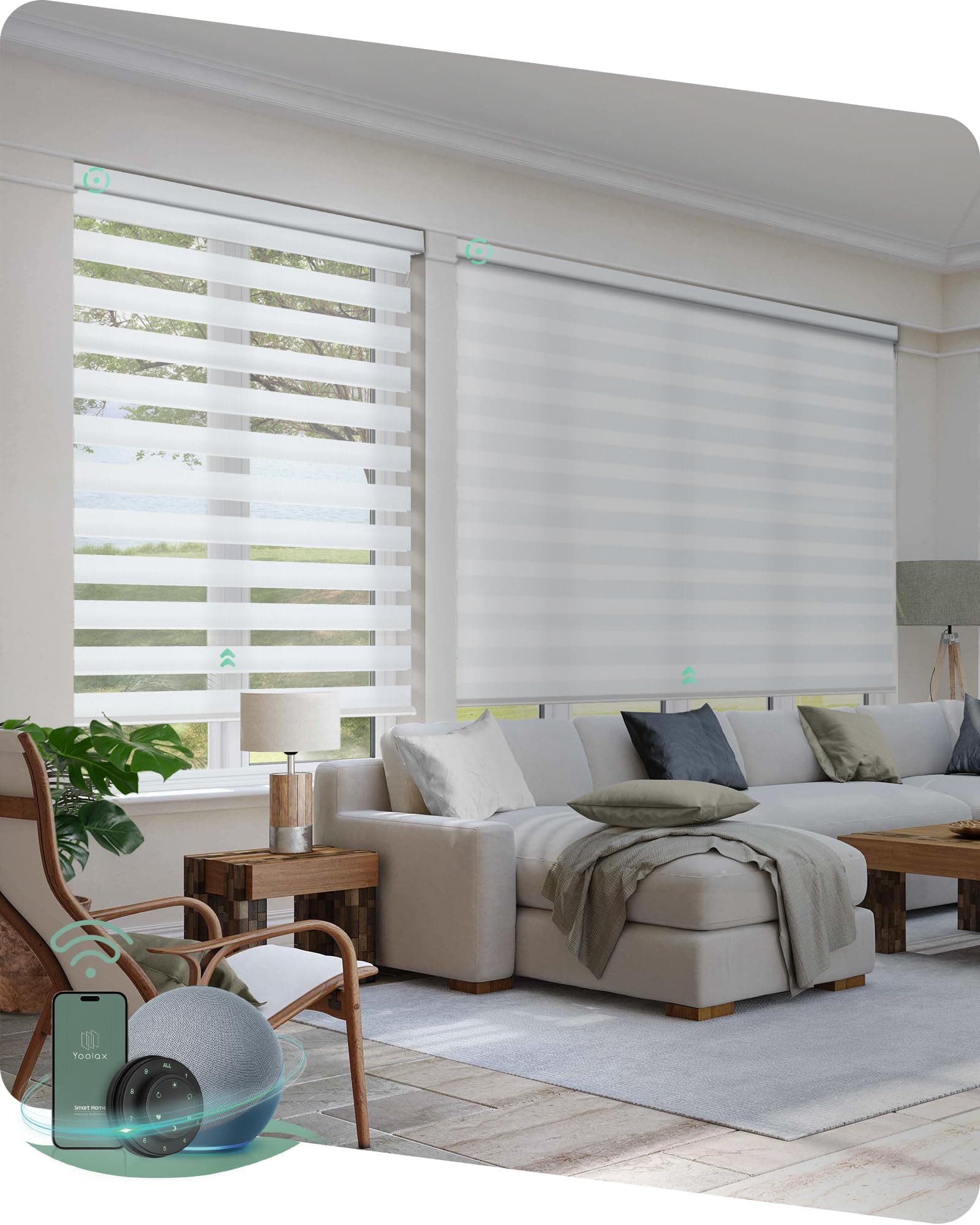 Motorized Zebra Blinds Works with Alexa, Motorized Blinds with Remote Custom Size, Privacy Electric Zebra Shades for Windows (80% Shading White)