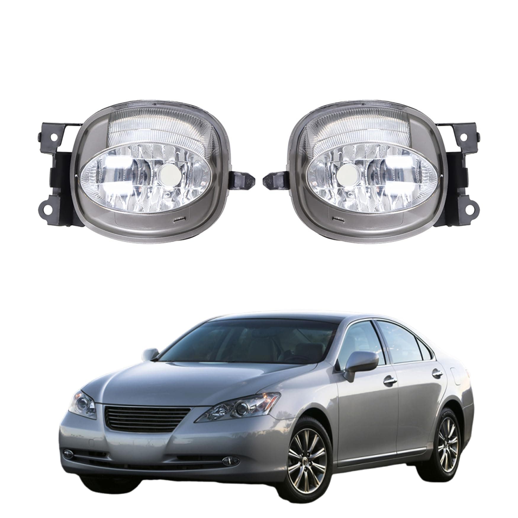 Fog Lights Replacement for 2007 2008 2009 Lexus ES350 Front Bumper Chrome Fog Light Left & Right Side LX2592108 LX2593108
