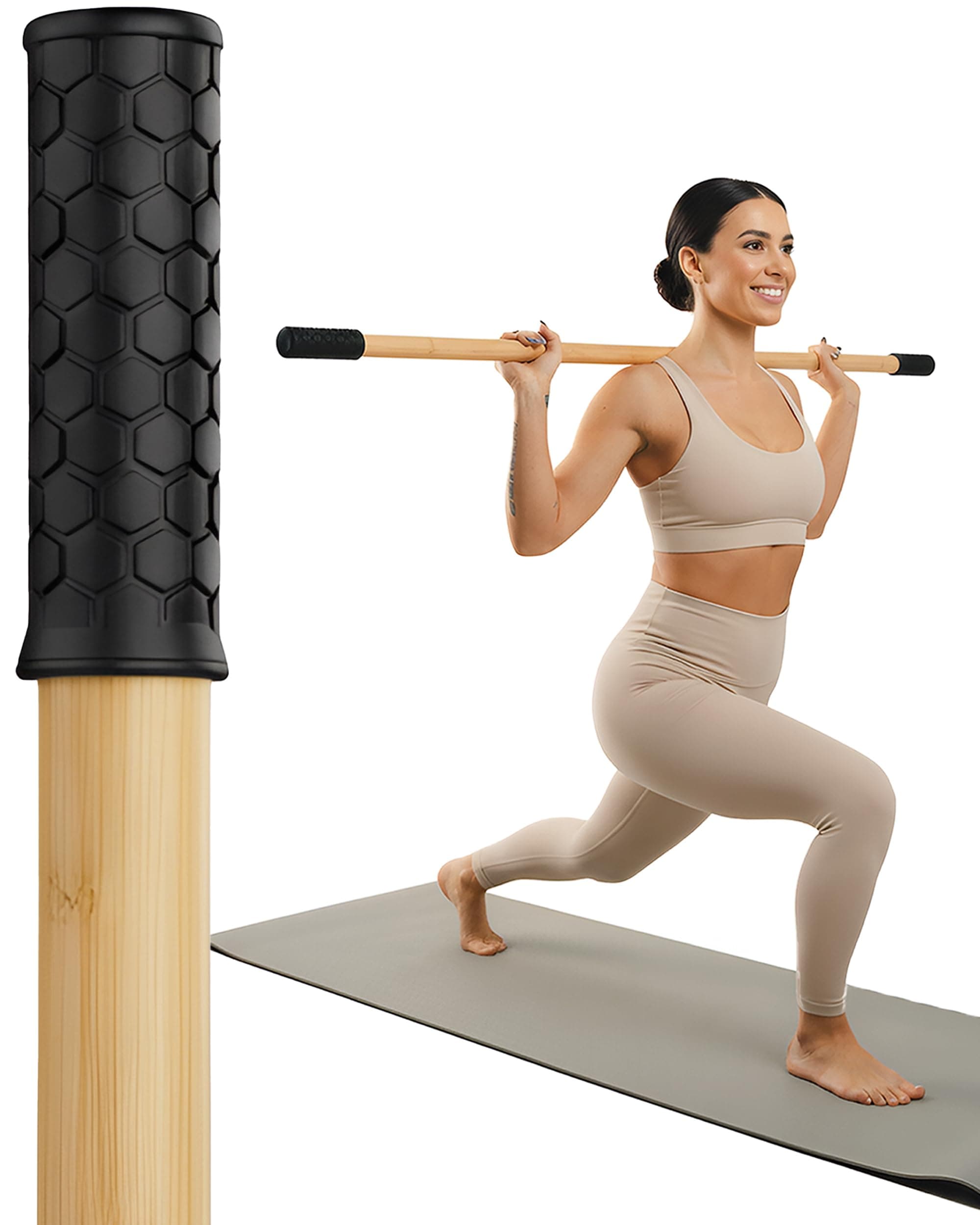 Yoga Stick - Mobility Stick - Large Bamboo Exercise Stick for Stretching - Workout Stick - Posture Corrector Stick Mobility - Yoga Bar - Stretch Stick for Fitness - Physical Therapy