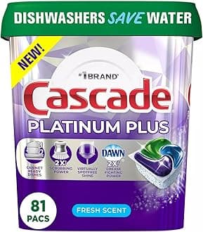 Cascade Platinum Plus ActionPacs Dishwasher Detergent Pods, Fresh Scent (81 Ct)