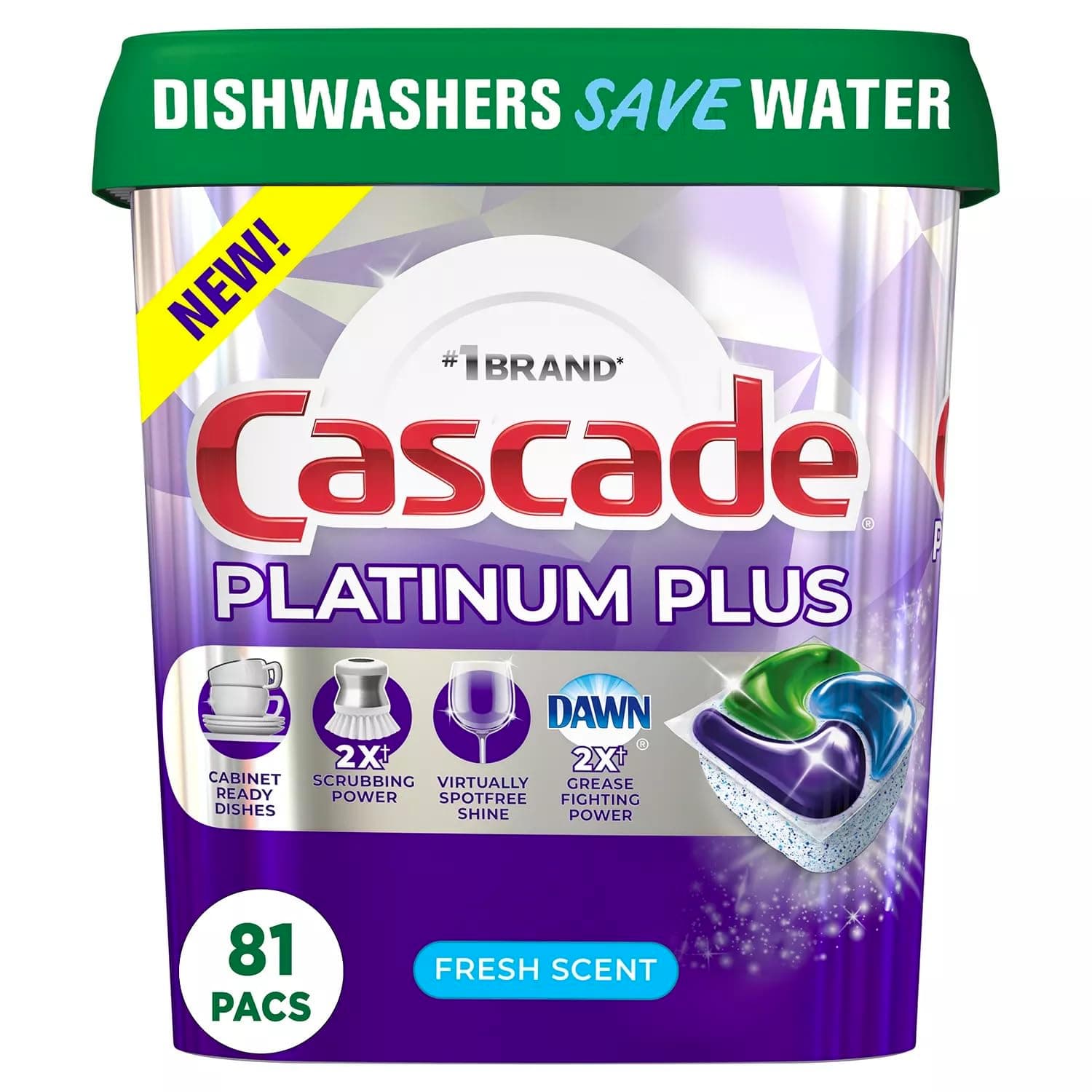 Platinum Plus ActionPacs Dishwasher Detergent Pods, Fresh Scent (81 Ct)