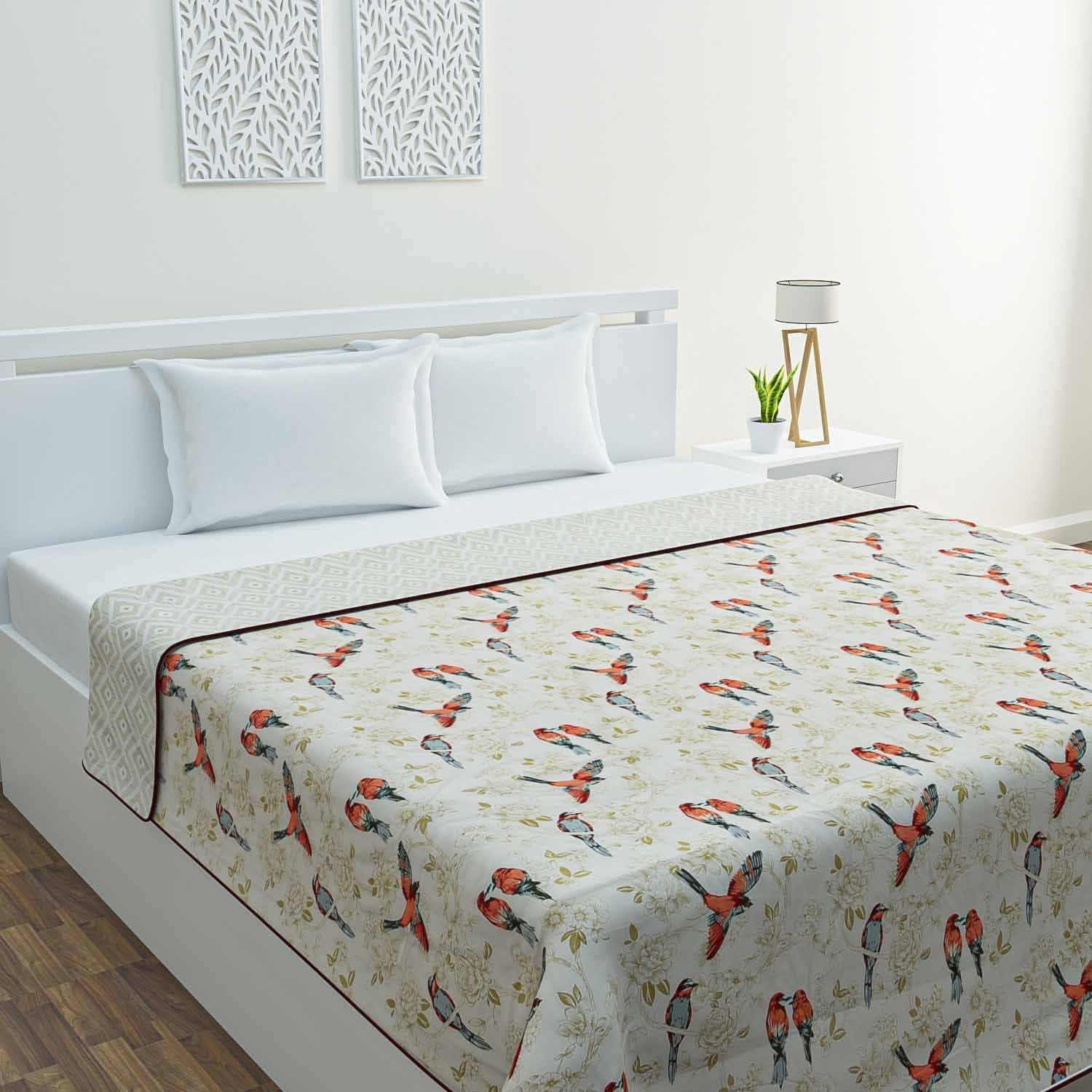 haus & kinder 100% Cotton Reversible Dohar Double Bed, Soft Lightweight Bed Blanket, AC Dohar Blanket for Summers/Winter (Size 92 inch by 82 inch, G Red)