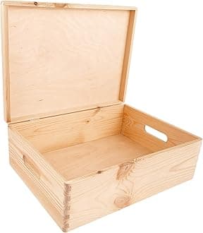 Personalized XL Rustic Modern Wooden Storage Box | 15.8x11.8x5.5in | Memory Box