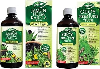 Dabur Jamun Neem Karela Juice: Ayurvedic Health for Immunity Boosting-1L & Giloy Neem Tulsi Juice -1L
