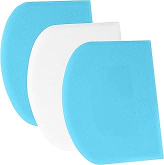 SURDOCA Dough Scraper Bench Scraper - 3P 7.1x4.9" Plastic Flexible Bowl Scraper, Sharp Edge & Angles Cake Scraper. Non-Slip Bakeware Decorating Tools Sculpting & Modeling Tools - Blue+White+Blue