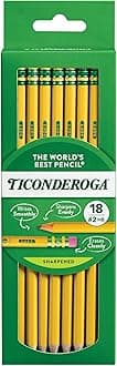 Ticonderoga Wood-Cased Pencils, Pre-Sharpened, #2 HB Soft, Yellow, 18 Count