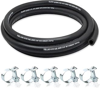 3/8 Fuel Line, NBR Rubber 3/8 Fuel Hose Nylon Braided with Hose Clamps, Fuel Line Hose for Automotive Vehicles(5FT)