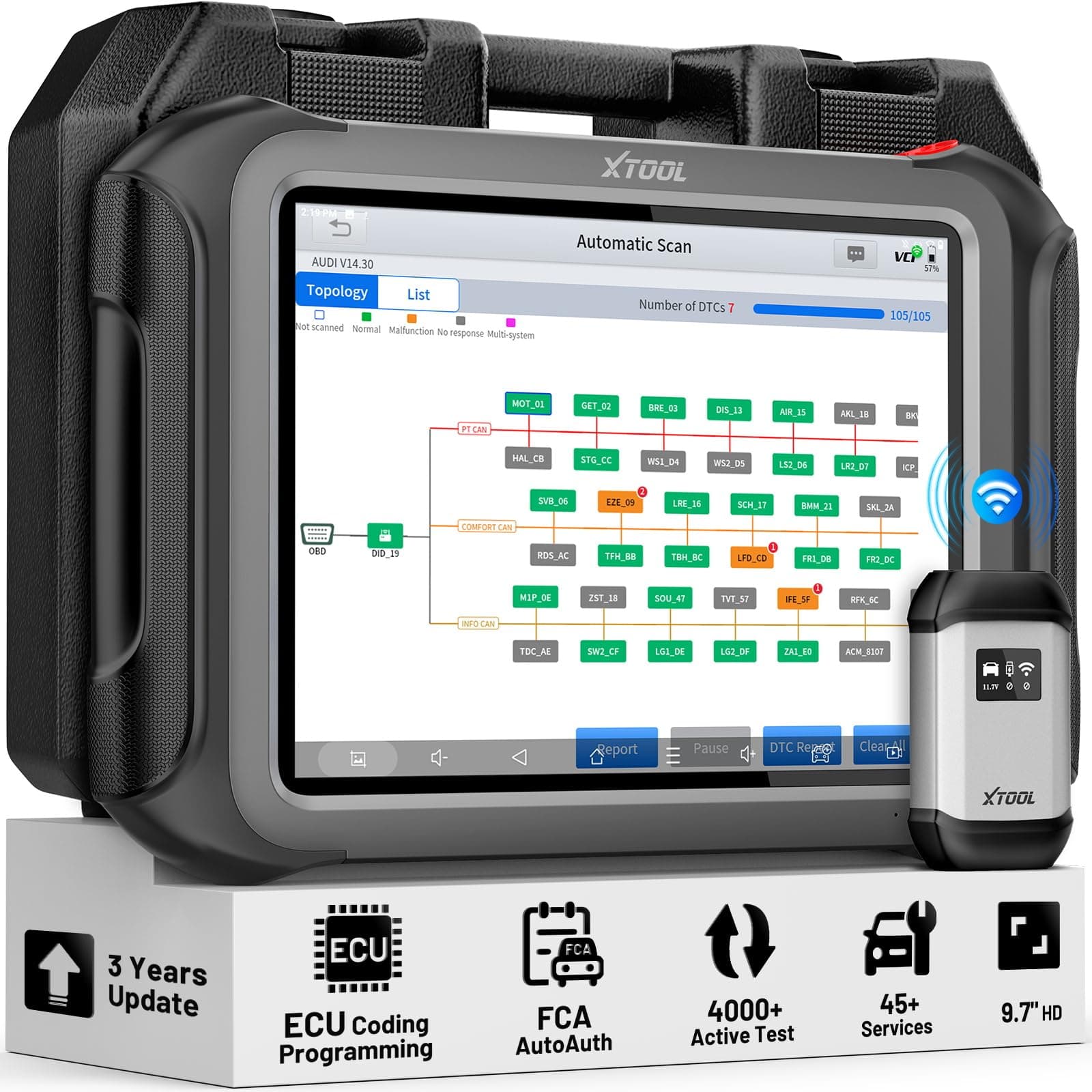 XTOOL D9 OE-Level Car Diagnostic Scanner 2023 Newest Ver. with 3-Year Updates, Topology Mapping, ECU Coding & PMI, 42+ Resets, Key Programming, Bidirectional Controls & Full Diagnosis, DoIP & CANFD