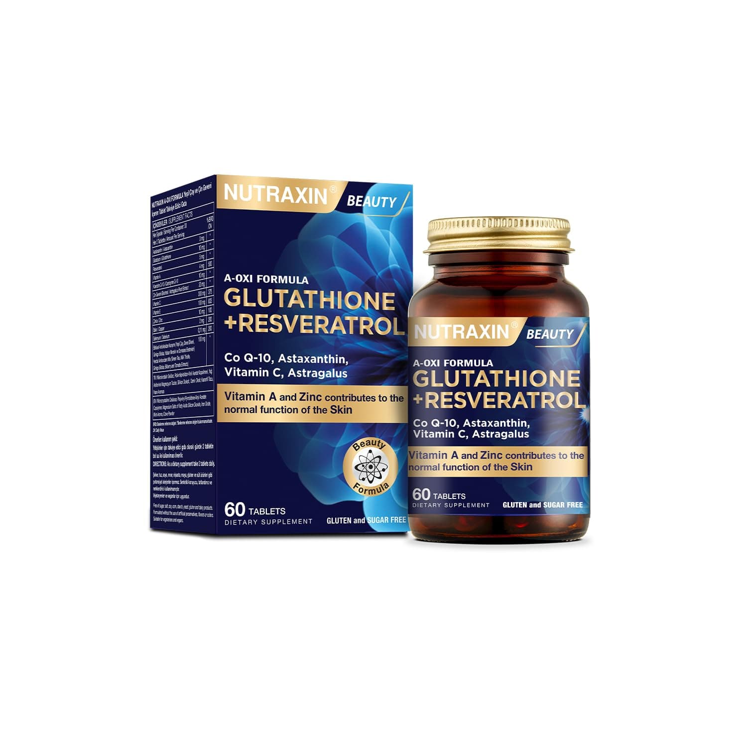 NUTRAXIN A-OXI FORMULA GLUTATHIONE + RESERVATROL 60 TABLETS