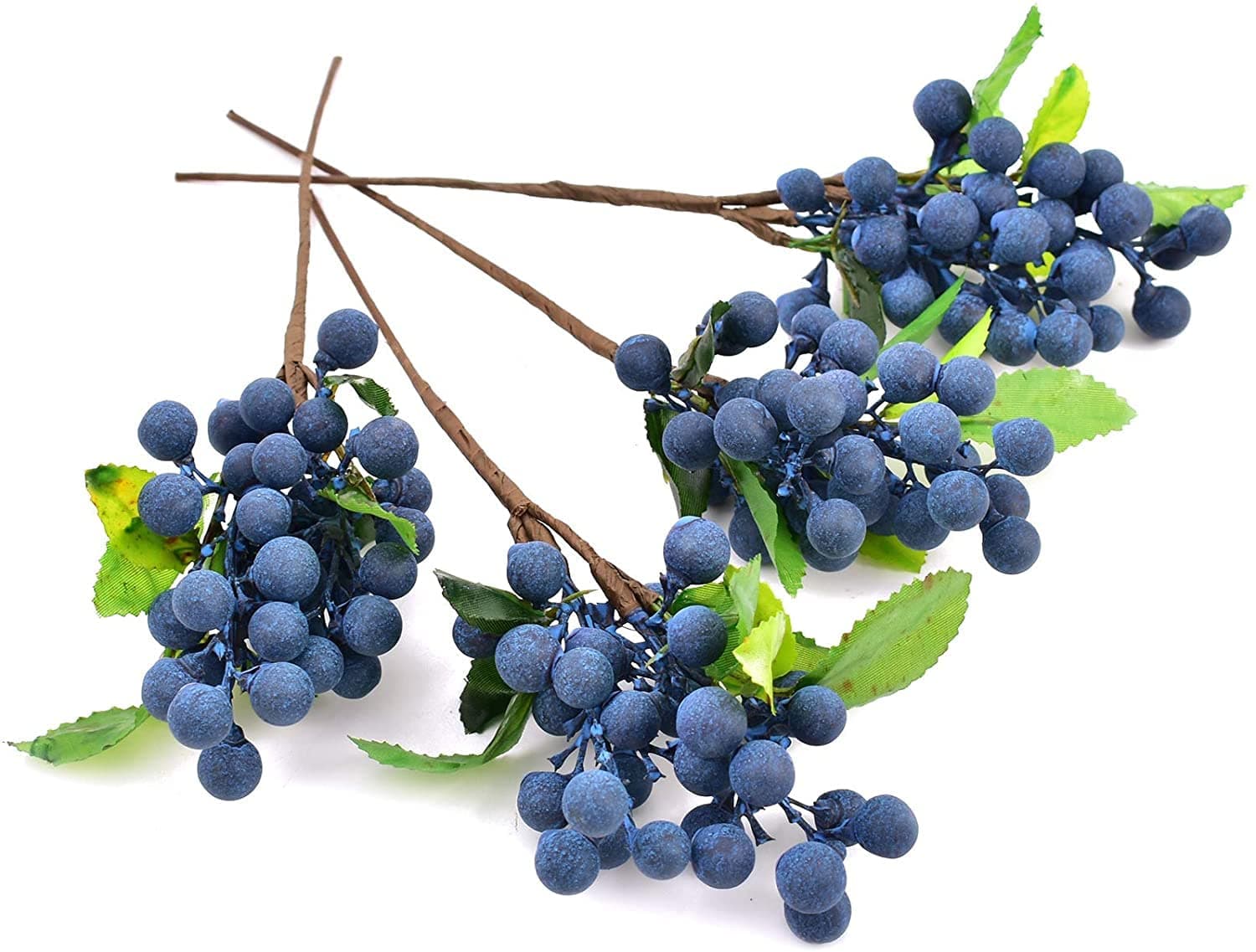 HUIANER Artificial Berries, 4pcs Artificial Blueberry with Stems Christmas Lifelike Fruits Fake Blueberries Simulation Flowers for Valentine's Day DIY Bridal Bouquet Home Decoration