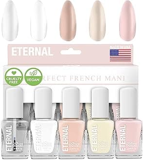 White French Nail Polish Set (ET VOILA) - Clear Nail Polish Set for Girls - Lasting & Quick Dry Pastel Nail Polish Set for Women for Home DIY Mani Pedi - Made in USA, 13.5mL (Set of 5)