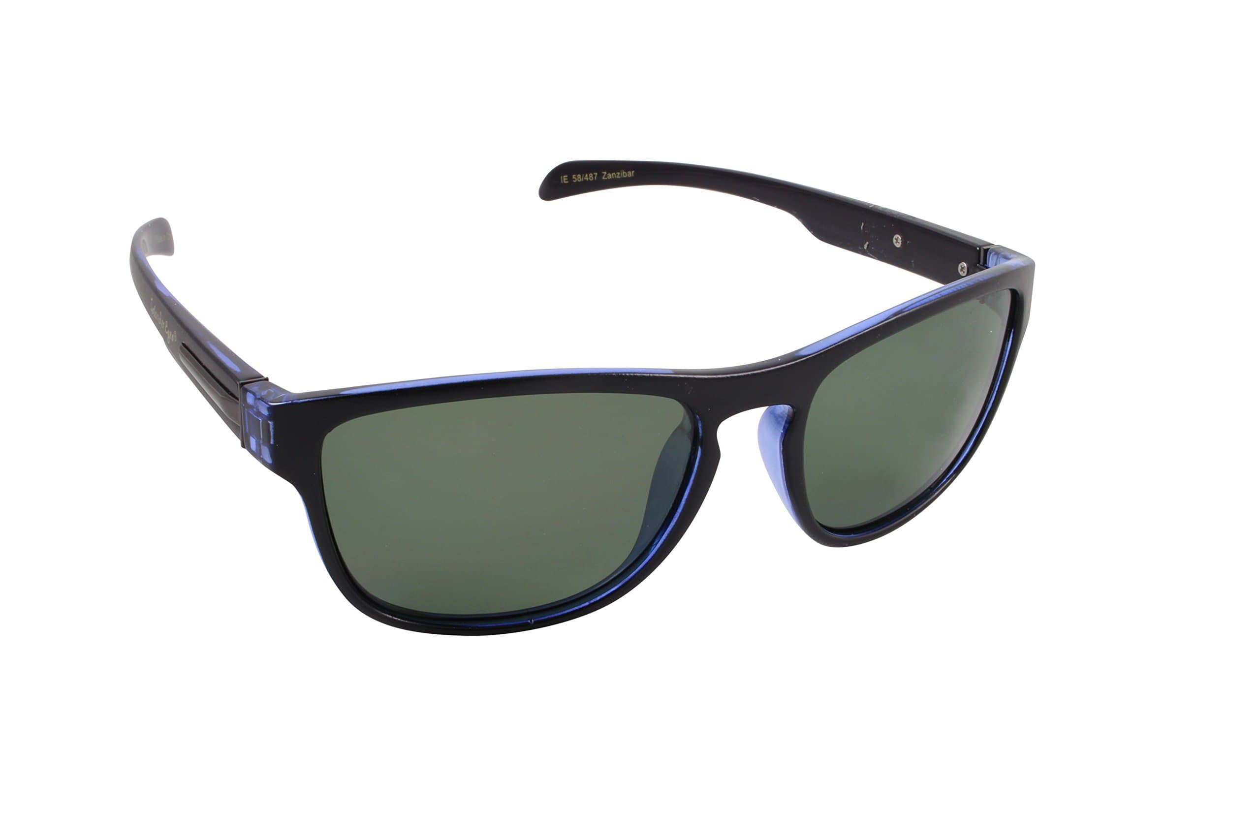 Islander Eyes Zanzibar Polarized, Blue & Black Frame with Grey Lens, Blue Black, Solid Grey