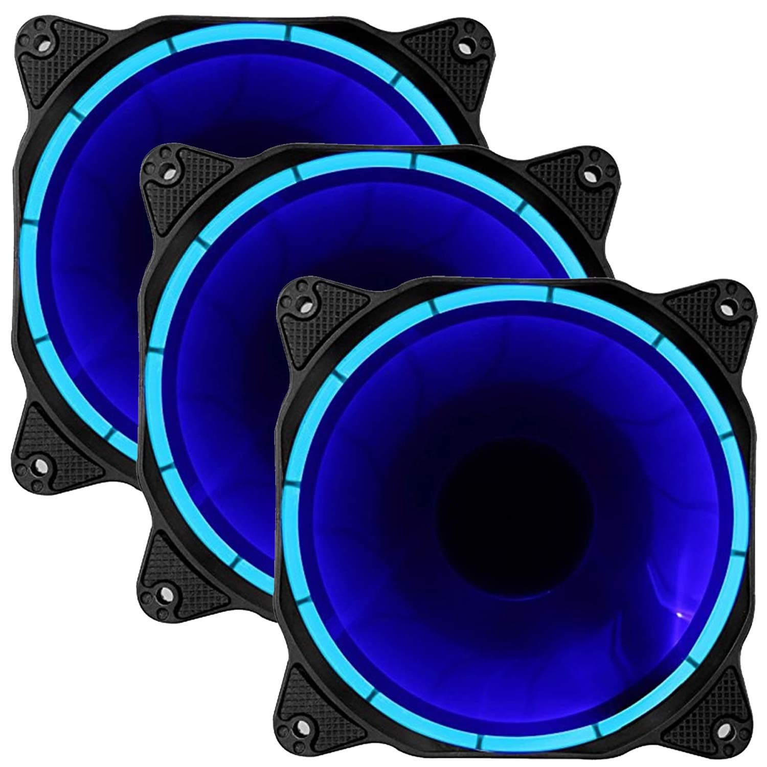 upHere Novonest 120mm Blue LED Silent Fan for Computer Cases, CPU Coolers, and Radiators Ultra Quiet High Airflow Computer Case Fan, Twin Pack,12CMB3-3