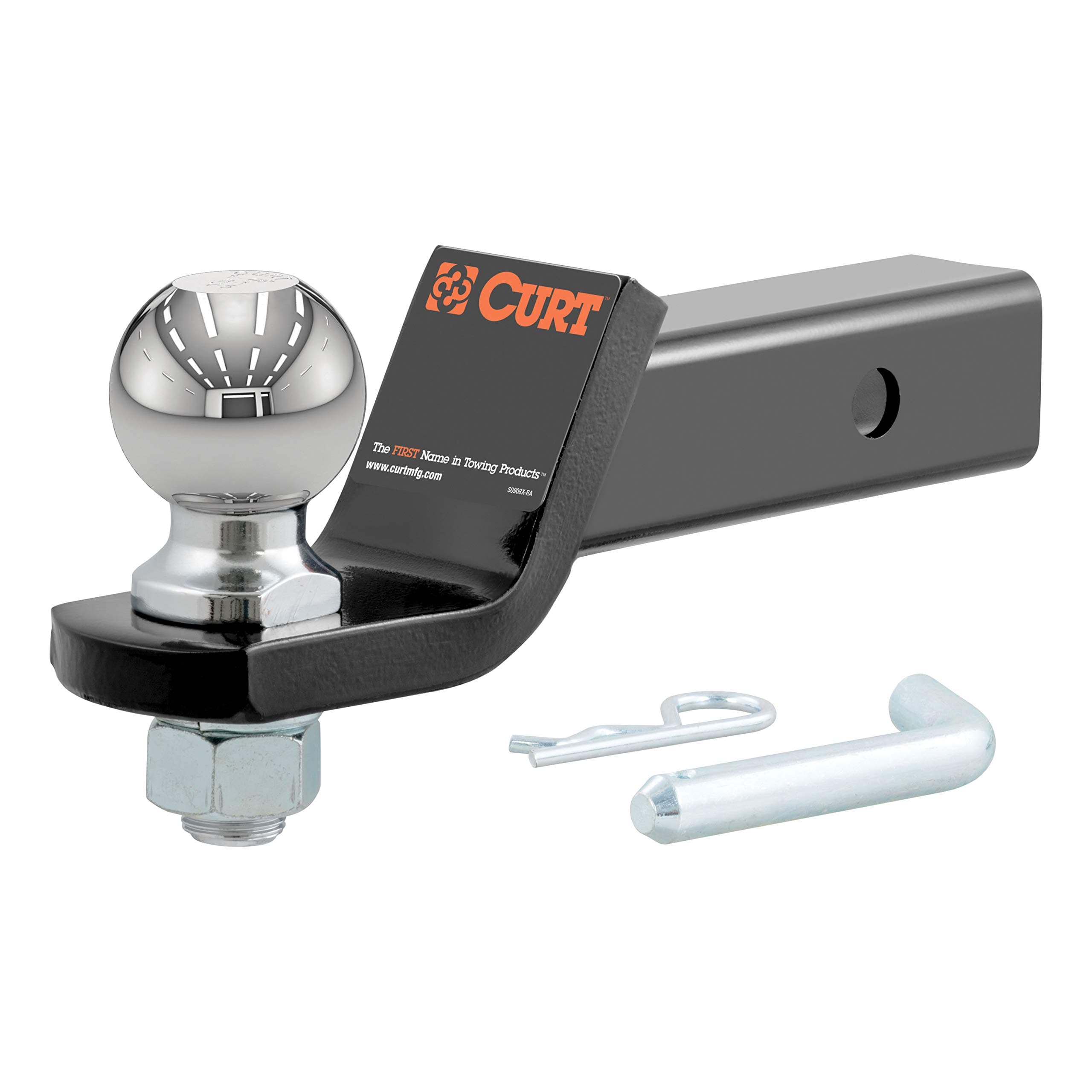 Curt 45041 Trailer Hitch Mount With 2-5/16-Inch Ball & Pin, Fits 2-Inch Receiver, 7,500 Lbs, 2-In Drop, 45041