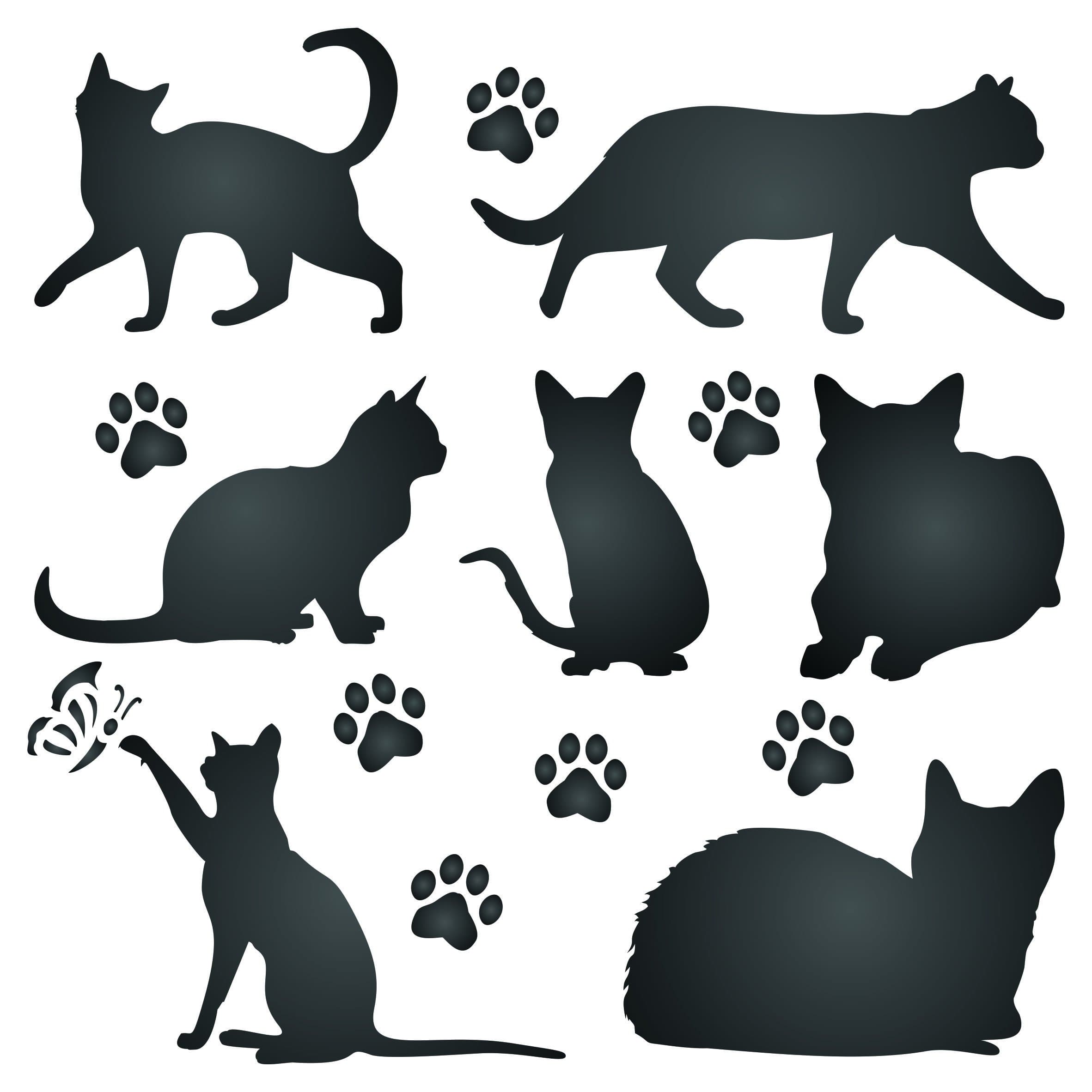 Cat Stencil, 8.5 x 8.5 inch (L) - Pet Friend Animal Feline Silhouette Stencils for Painting Template