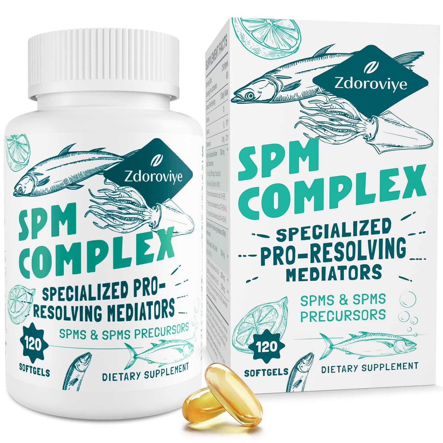 Specialized Pro-Resolving Mediators and SPMs Precursors Complex, SPM Supplement - 120 Softgels