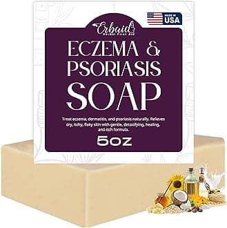 Eczema Soap Bar for Face and Body – All Natural Dermatitis, Psoriasis Treatment for Dry Itchy Sensitive Skin Relief – Gentle Detoxifying, Healing, Anti-Itch, Oatmeal Goat Milk Wash for Kids, & Adults