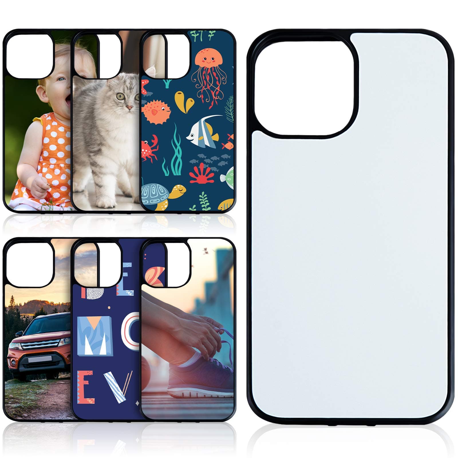 Konohan 6 Pieces Sublimation Blank Phone Case Cover Blank Printable Phone Case for DIY Customize Heat Press Rubber Protective Case(Compatible with iPhone 12 Pro Max)