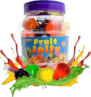 Fruit Squeezable Jellies - 40 Count Jar - Tik Tok Candy - Easter Eggs Fillers - Fun Jelly Treat in Assorted Fruit Flavors - Easter Candy - Mango, Strawberry, Apple, Pineapple & Grape