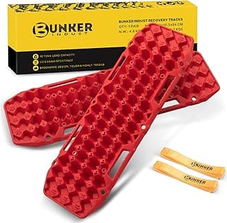 BUNKER INDUST Off-Road Traction Board Pair Recovery Truck Traction Mat Jeep Mud Sand Snow Tow Pad Red Emergency Tire Traction Device