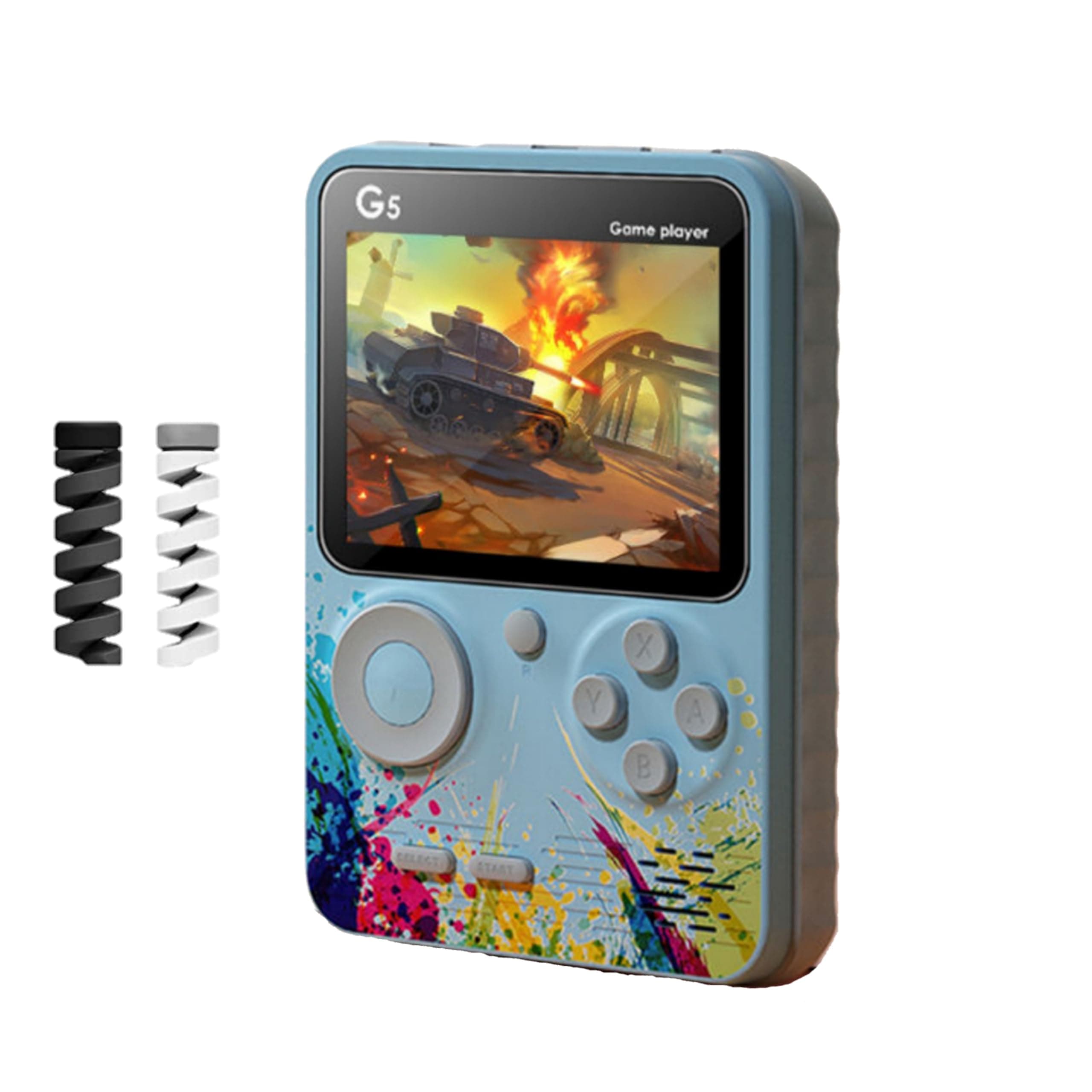 G5 500 in 1 Retro Game Box Only for 1 Player, Handheld Classical Game PAD Can Play On TV, 500 Games Like Contra, Tank, Bomber Man Etc. (A Like Star Product) (Blue Grey)
