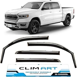 in-Channel Incredibly Durable Rain Guards for Dodge Ram 1500 (New Body Style) 2019-2026 Crew Cab, Original Window Deflectors, Vent Window Visors, Vent Deflector, 4 pcs. - 619006LP