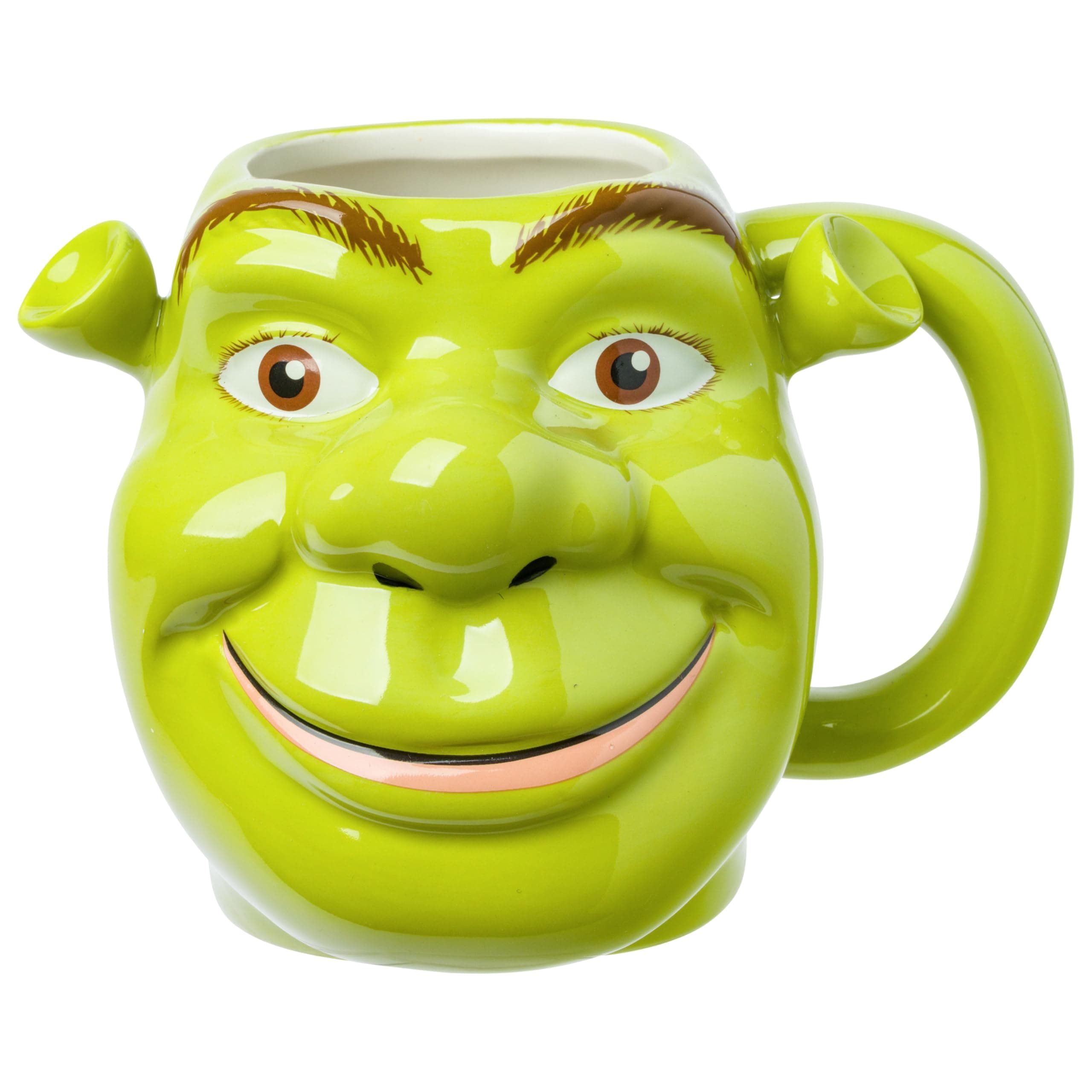 Silver Buffalo Shrek Face Grin 3D Sculpted Ceramic Mug, 20-Ounces