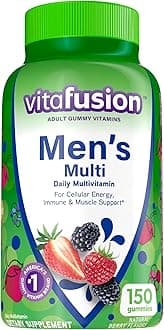 vitafusion Adult Gummy Vitamins for Men, Berry Flavored Men’s Multivitamin Gummy Supplement with Vitamins A, C, D, E, B6, B12, 75 Day Supply, 150 Count