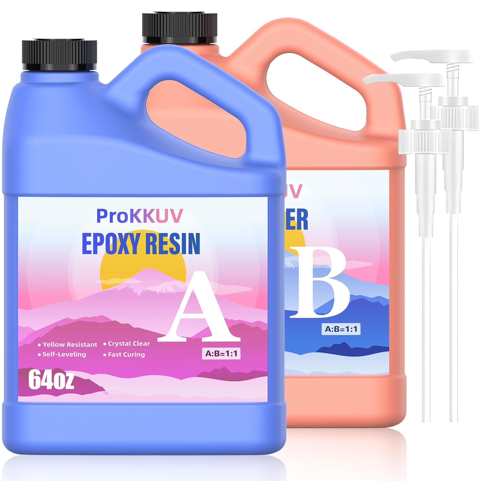 Epoxy Resin Kit, 1Gallon Kit Crystal Clear Resin Epoxy, Bubble Free, No Yellowing, UV Resistant, Food Safe with, Easy Mix 1:1 for DIY Crafts Jewelry Making