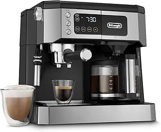 UPGRADED All-in-One Combination Coffee Maker & Espresso Machine + Advanced Adjustable Milk Frother for Cappuccino & Latte + Glass Coffee Pot 10-Cup, COM532M black