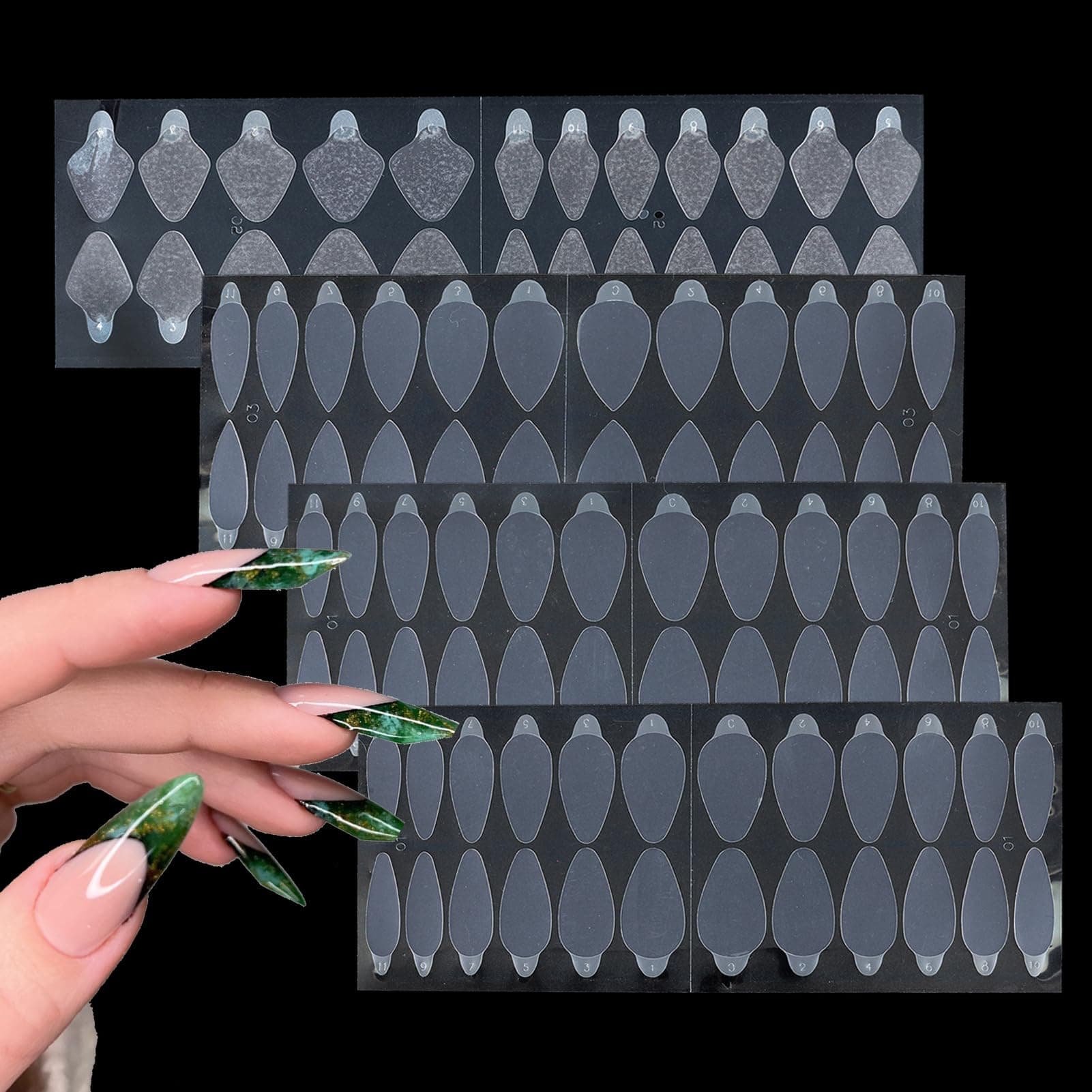 NICENEEDED 96 PCS Dual Nail Forms Mould, Silicone Nail Mold Stickers, Gel Extension Stickers Quick Building Nail Forms Mould French Manicure Inner Mold Sticker for Nail Salon