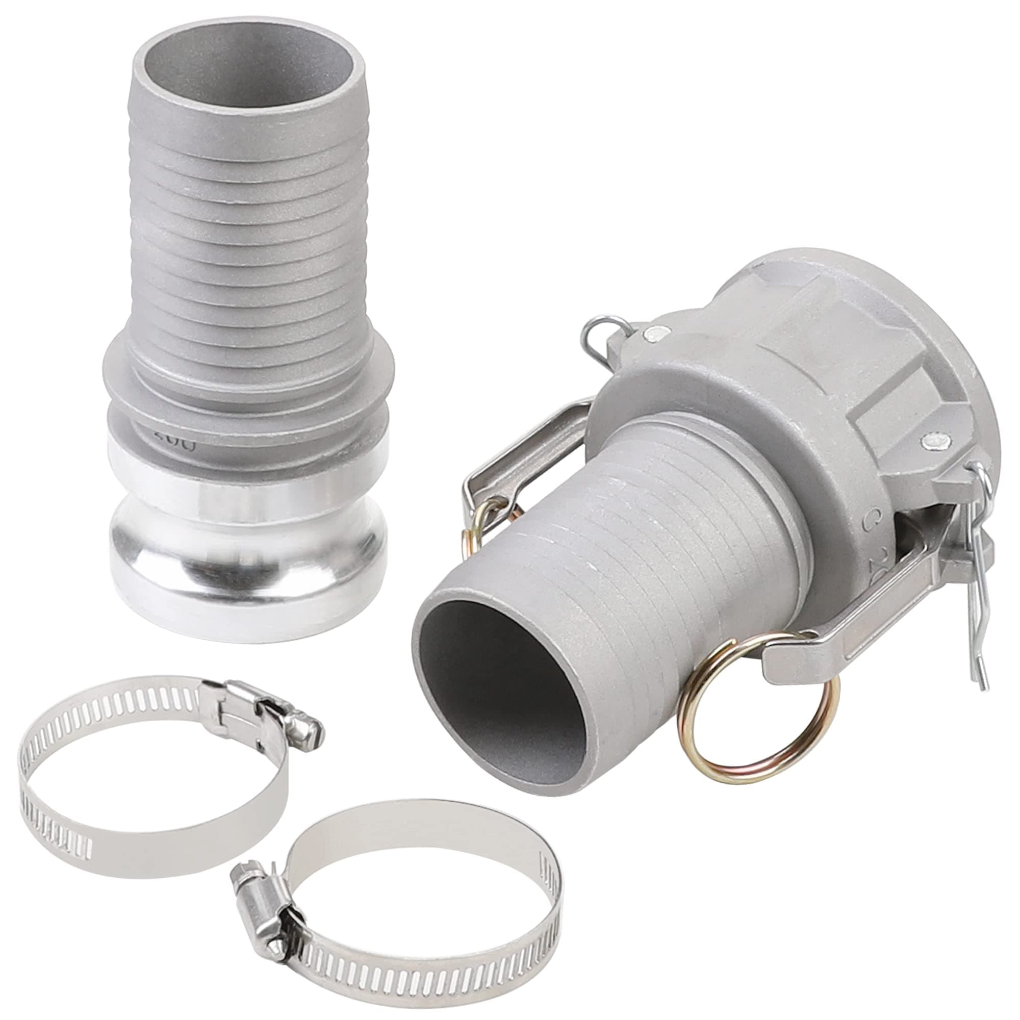 Camlock Fittings Type C&E 2" Aluminum Hose Fitting Kit with 2" Female and Male Camlock x 2" Hose Shank, Cam Hose Coupling and