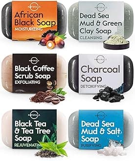 O Naturals Black Soap Bar Collection – Natural Men’s & Women’s Soap for Face and Body, Moisturizing Black Soap Bar for Cleansing, 6 Pack