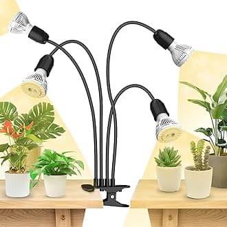 LED Grow Lights for Indoor Plants, 600W Full Spectrum Gooseneck Clamp Grow Lamp, 40W Power Plant Light with High PPFD for Seeding, Lifetime Free Bulb Replacement Plant Lights for Indoor