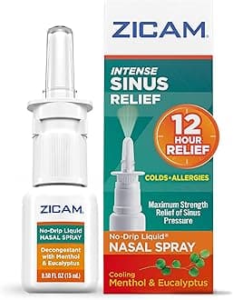 Intense Sinus Relief No-Drip Liquid Nasal Spray with Cooling Menthol & Eucalyptus, 0.5 Ounce (Pack of 1)