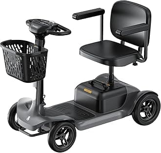 Mobility Scooter for Adults, Seniors - 25 Miles Range, Improved Safety, Large Outdoor Wheels, Mobility Scooter for Travel with Removable Battery & LED Headlight, S1 Gray